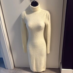 LPA White Turtleneck Long Sleeve Sweater Dress